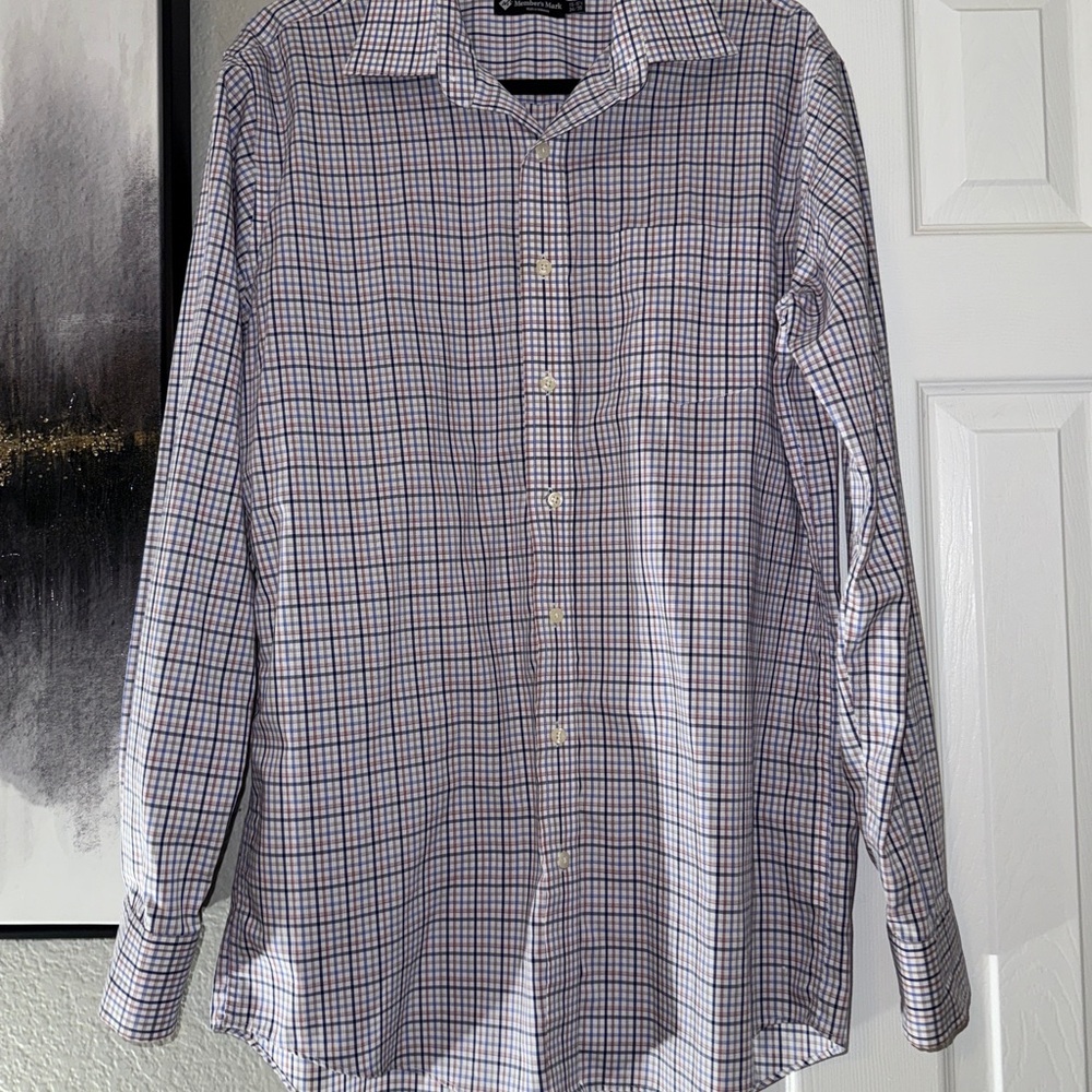 Blue and White Casual Gingham Button Down Shirt - Picture 2 of 6